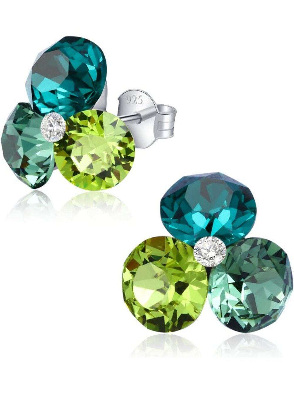 Stylish Birthstone Stud Earrings with Austrian Crystals & Sterling Silver